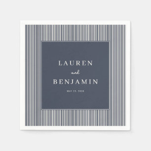 Elegant Navy Striped Minimalist Napkins