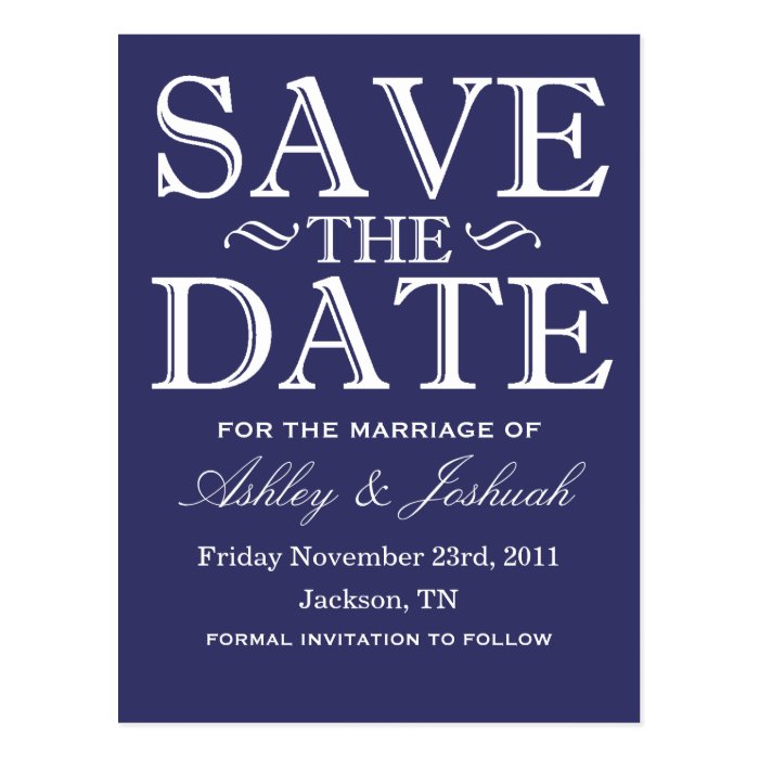 Elegant Navy Style Save The Date Post Cards