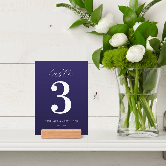 Elegant Navy Table Number Holder (Insitu 4)
