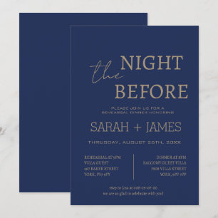 Elegant Navy the Night Before Dinner Wedding Invitation