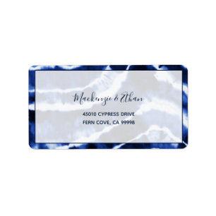 Elegant Navy Tie Dye Wedding RSVP Return Address Label
