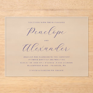 Elegant Navy Typographic Acrylic Invitations
