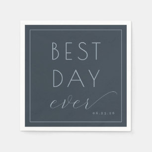 Elegant Navy Typographic Celebration Sign Napkins