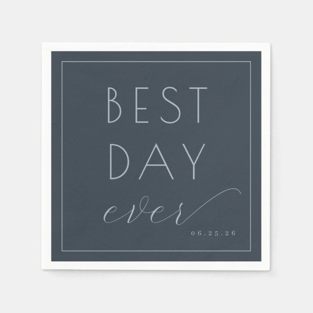 Elegant Navy Typographic Celebration Sign Napkins (Front)