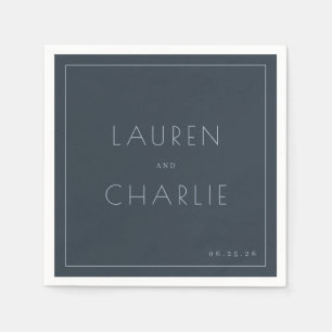 Elegant Navy Typographic Napkins