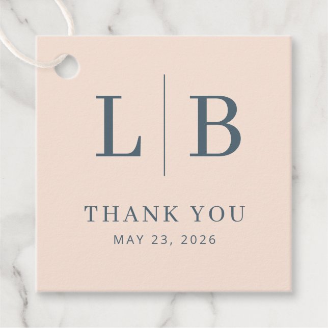 Elegant Navy Typographic Thank You Favor Tags (Front)