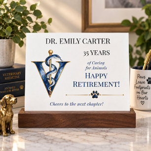 Elegant Navy Veterinarian Retirement Keepsake Picture Ledge
