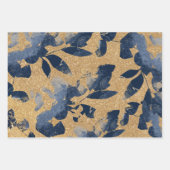 Elegant Navy Watercolor Ink & Golden Jewel Wrapping Paper Sheets (Front 3)