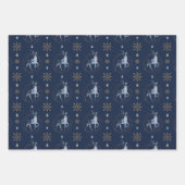 Elegant Navy Watercolor Ink & Golden Jewel Wrapping Paper Sheets (Front 2)