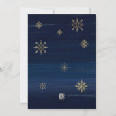 Elegant Navy Watercolor Ink & Jewels Photo Wreath  Holiday Card (Back)