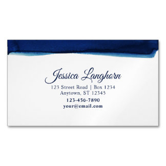 Elegant Navy Watercolor Personalized Stationery Business Card Magnet