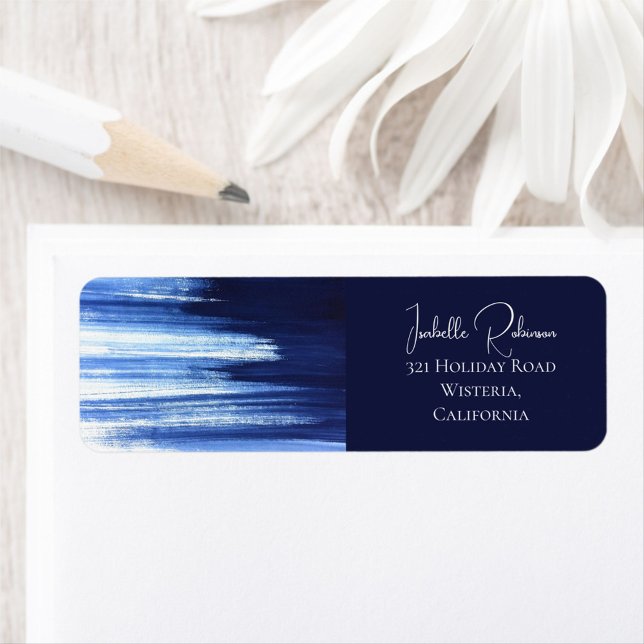 Elegant Navy Watercolor Wedding RSVP RTS Label (Creator Uploaded)