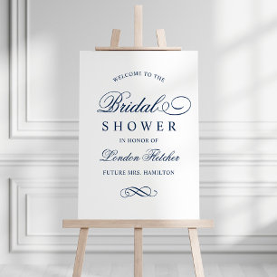 Elegant Navy Wedding Bridal Shower Welcome Foam Board