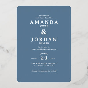 Elegant Navy Wedding Invitation Foil Invitation