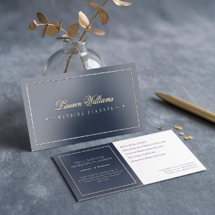 Elegant Navy Wedding Planner Foil Business Cards