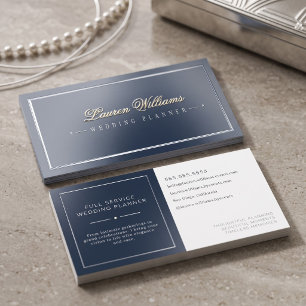 Elegant Navy Wedding Planner Foil Spot Gloss Business Cards