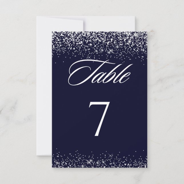Elegant Navy Wedding Table Number Card (Front)