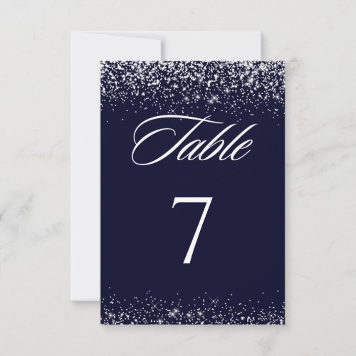 Elegant Navy Wedding Table Number Card