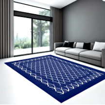 Elegant Navy & White Arch Pattern Rug