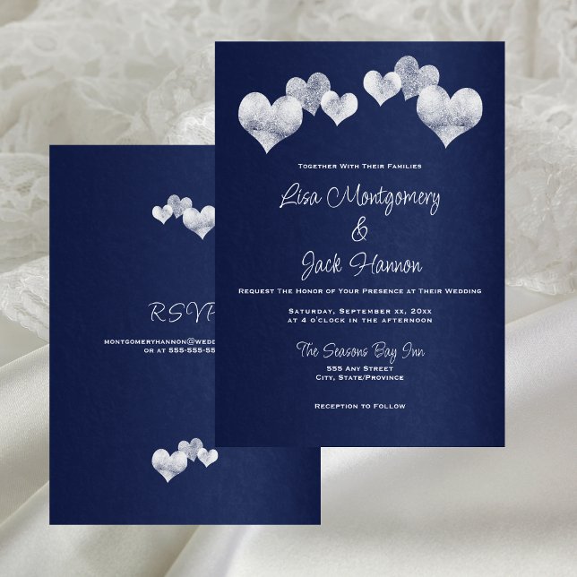 Elegant Navy White Wedding Invitation (Elegant Navy White Wedding Invitation)