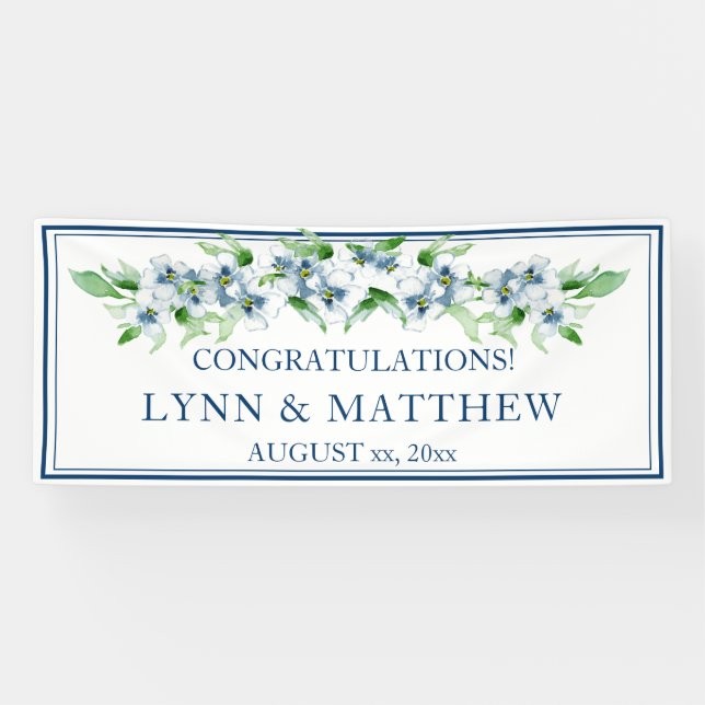 Elegant Navy & White - Wedding Reception Sign (Horizontal)