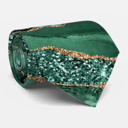 Elegant Neck Tie Agate Green Gold Emerald Marble
