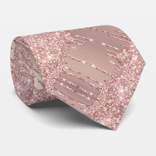 Elegant Neck Tie Rose Gold Blush Glitter Design