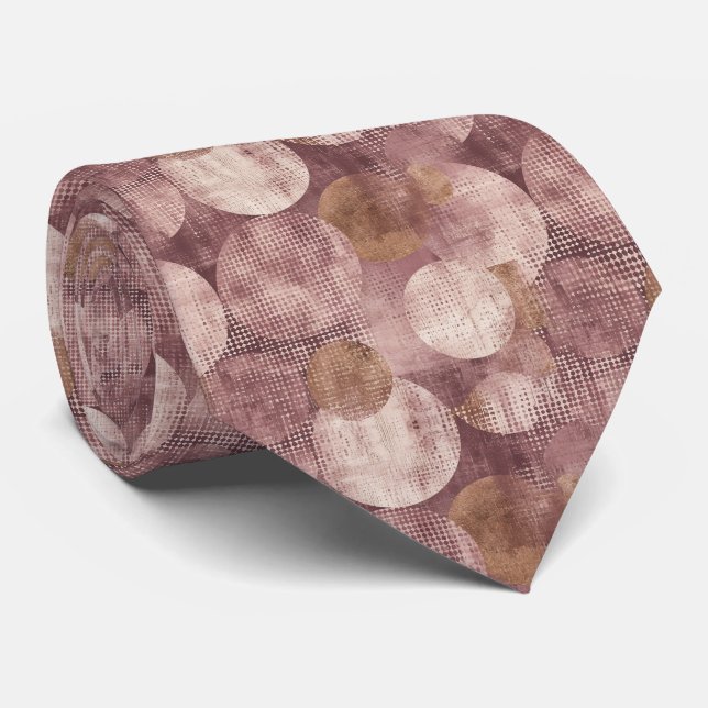 Elegant Neck Tie with simple mauve & gold pattern (Rolled)