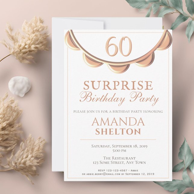Elegant Necklace 60th Surprise Birthday Party Invitation (Creator Uploaded)