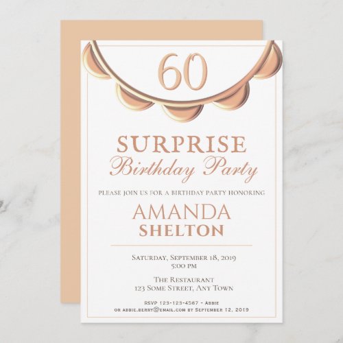 Elegant Necklace 60th Surprise Birthday Party Invitation