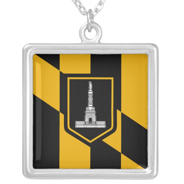 Elegant Necklace with Flag of Baltimore, USA (Front)