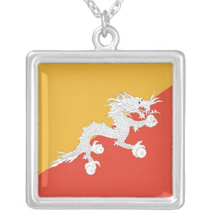 Elegant Necklace with Flag of Bhutan