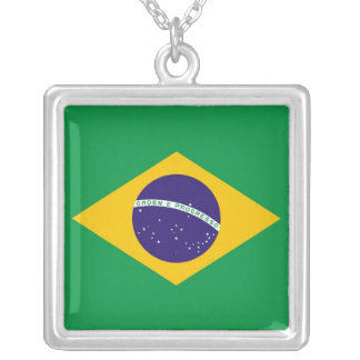 Elegant Necklace with Flag of Brazil