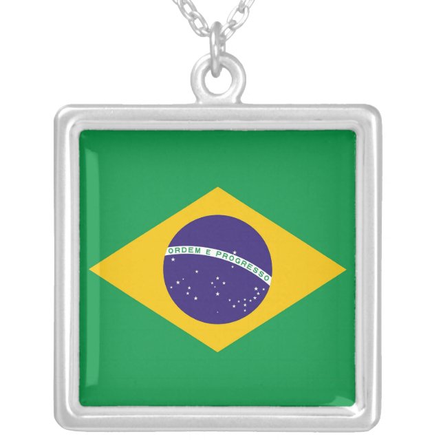 Elegant Necklace with Flag of Brazil (Front)