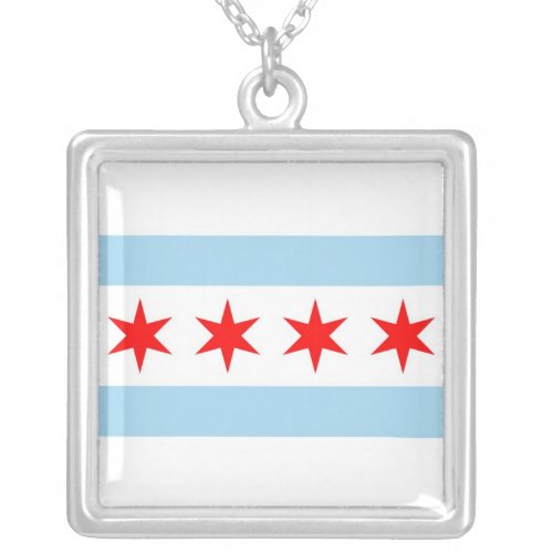 Elegant Necklace with Flag of Chicago Illinois