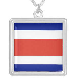 Elegant Necklace with Flag of Costa Rica