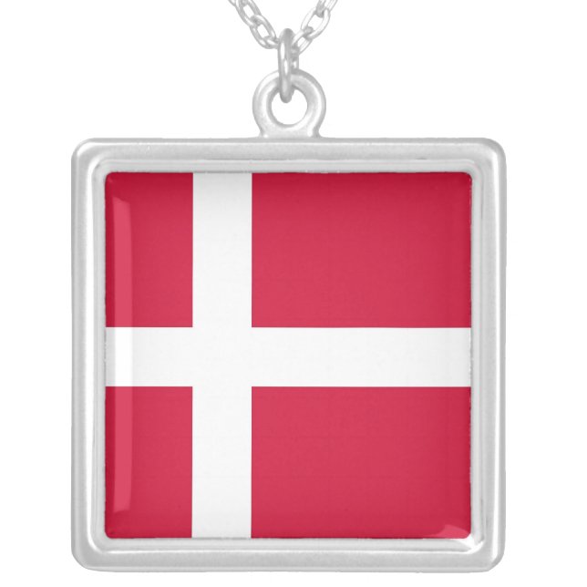 Elegant Necklace with Flag of Denmark (Front)