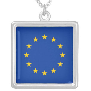 Elegant Necklace with Flag of European Union
