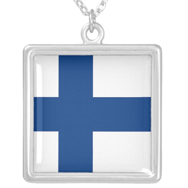 Elegant Necklace with Flag of Finland (Front)