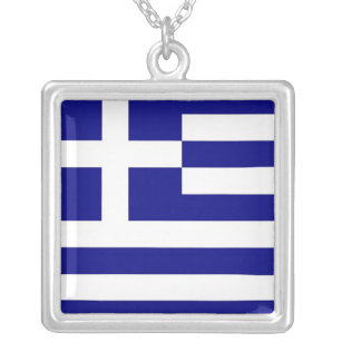 Greek Greece Flag Pendant Necklace