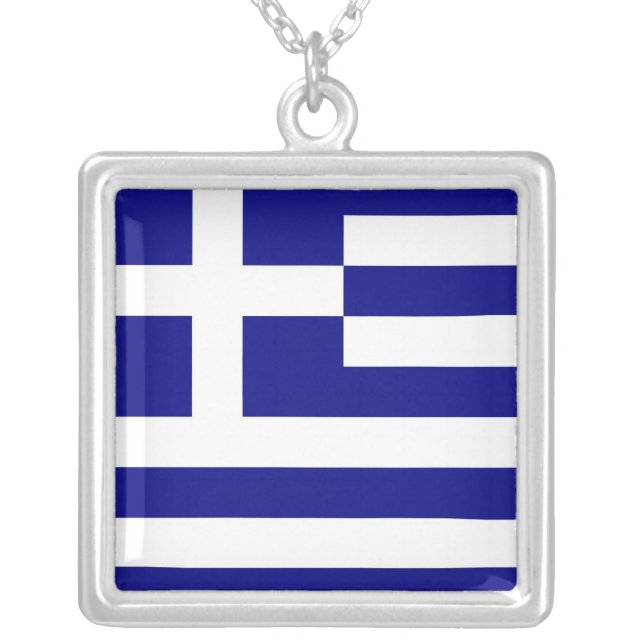 Elegant Necklace with Flag of Greece (Front)
