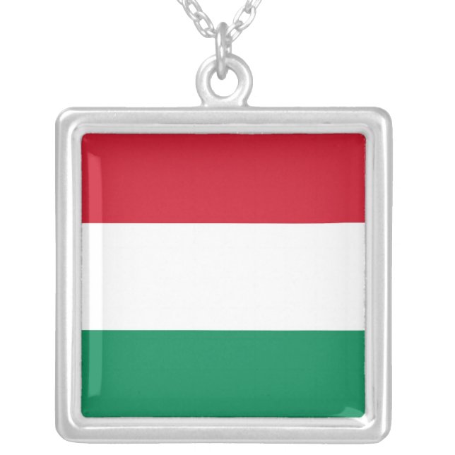 Elegant Necklace with Flag of Hungary (Front)