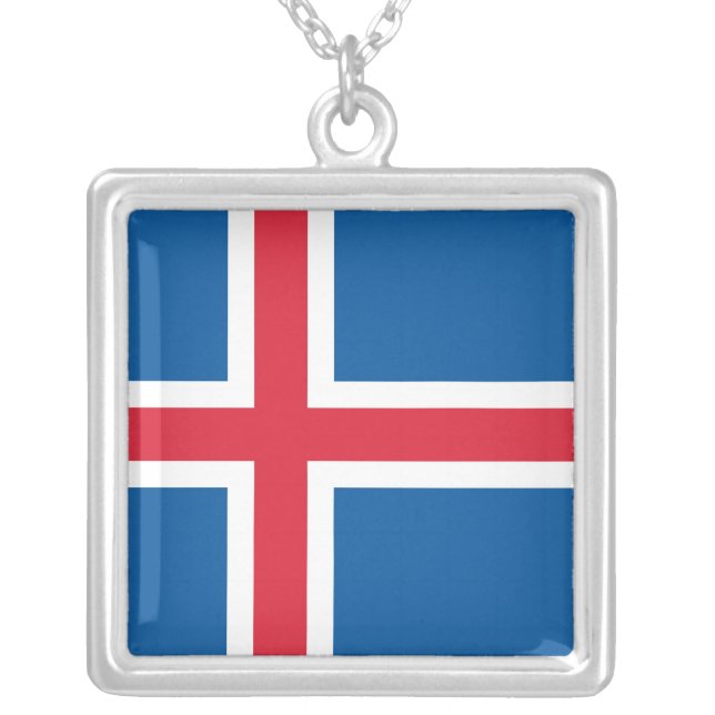 Elegant Necklace with Flag of Iceland (Front)