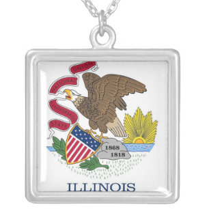 Elegant Necklace with Flag of Illinois
