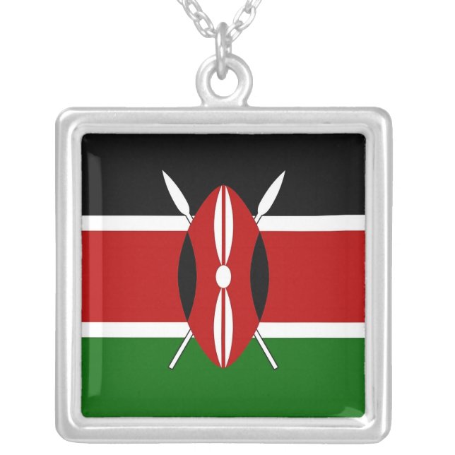 Elegant Necklace with Flag of Kenya (Front)