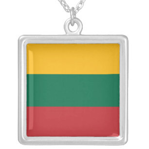Elegant Necklace with Flag of Lithuania