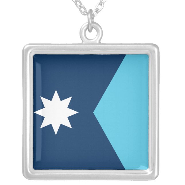 Elegant Necklace with Flag of Minnesota, USA (Front)