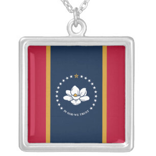 Elegant Necklace with Flag of Mississippi State