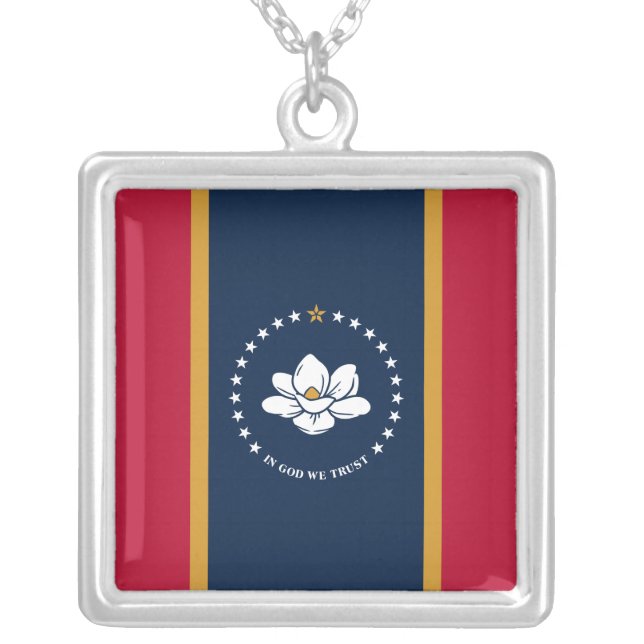Elegant Necklace with Flag of Mississippi State (Front)