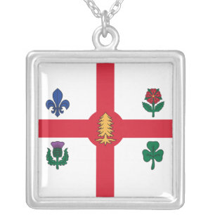 Elegant Necklace with Flag of Montreal, Canada